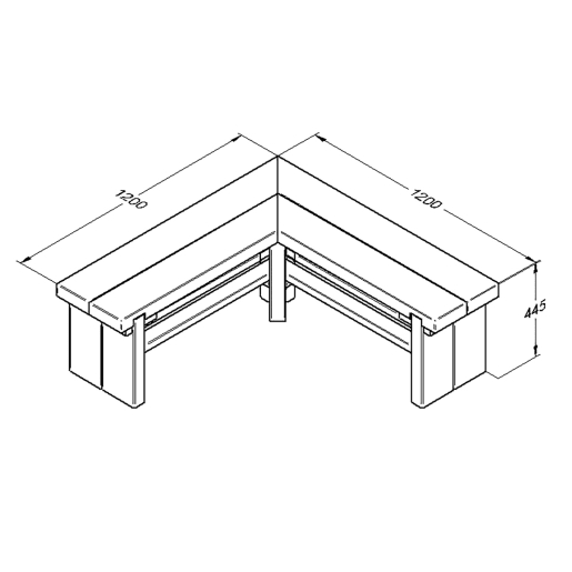 Forest Double Corner Sleeper Bench 1200 x 1200 x 440mm