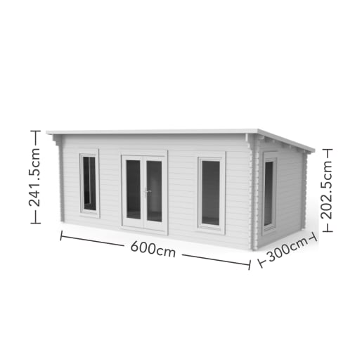 Forest Arley Cabin Double Glazed 6.0m x 3.0m with Polyester Felt 24kg (No Underlay)