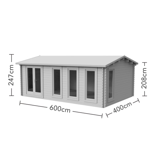 Forest Blakedown Log Cabin Double Glazed 6.0m x 4.0m with Polyester Felt 24kg (with Underlay)