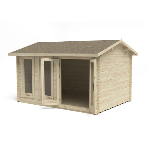 Forest Chiltern Log Cabin Single Glazed 4.0m x 3.0m with Felt Shingles & Underlay