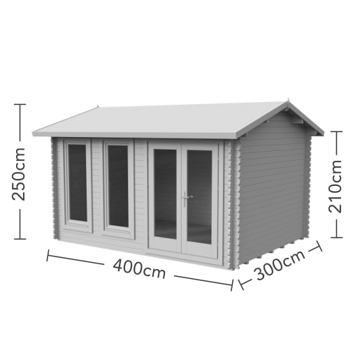 Forest Chiltern Log Cabin Single Glazed 4.0m x 3.0m with Felt Shingles & Underlay