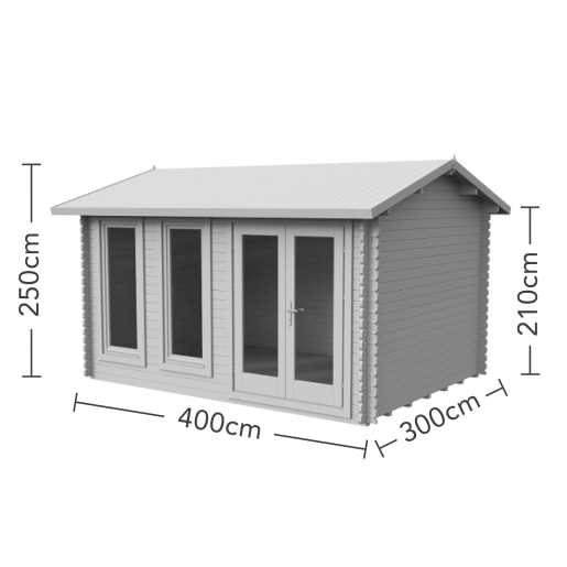 Forest Chiltern Log Cabin Double Glazed 4.0m x 3.0m with Felt 34kg (with Underlay)