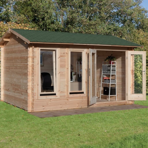Forest Chiltern Log Cabin Double Glazed 4.0m x 3.0m with Felt Shingles & Underlay