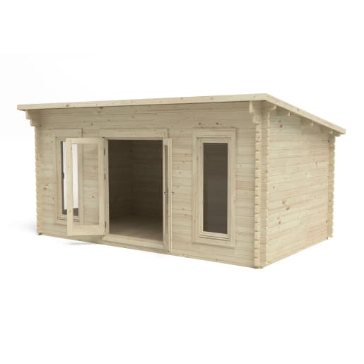 Forest Elmley Log Cabin Double Glazed 5.0m x 3.0m with 24kg Polyester Felt (No Underlay)