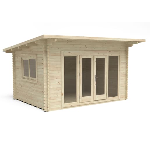 Forest Melbury Log Cabin Double Glazed 4.0m x 3.0m with 34kg Polyester Felt & Underlay