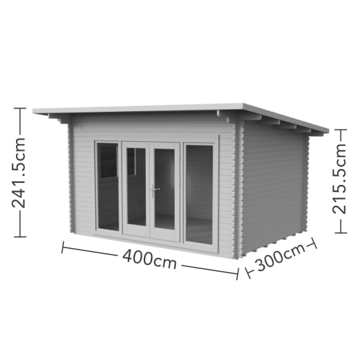 Forest Melbury Log Cabin Double Glazed 4.0m x 3.0m with 24kg Polyester Felt & Underlay