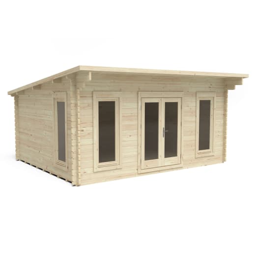Forest Mendip Log Cabin Double Glazed 5.0m x 4.0m with 24kg Polyester Felt & Underlay