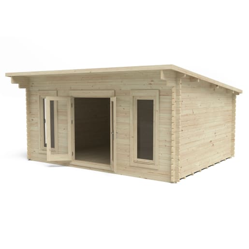 Forest Mendip Log Cabin Double Glazed 5.0m x 4.0m with 24kg Polyester Felt & Underlay