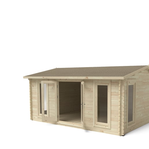 Forest Rushock Log Cabin Double Glazed 5.0m x 4.0m with 24kg Polyester Felt (No Underlay)
