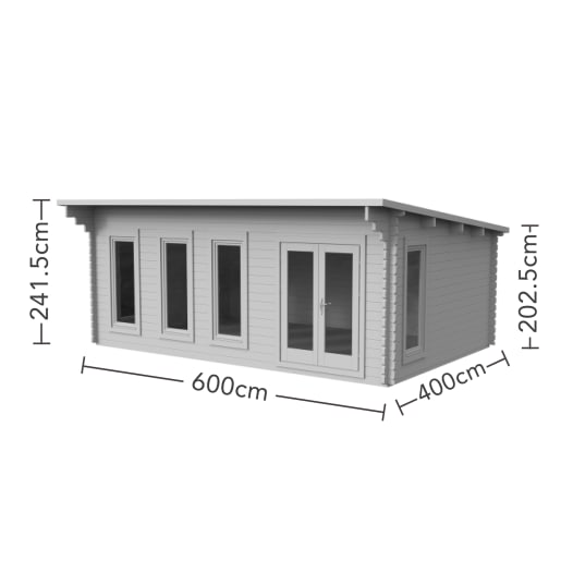 Forest Wolverley Log Cabin Double Glazed 6.0m x 4.0m with 34kg Polyester Felt & Underlay