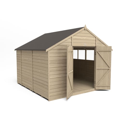 Forest Overlap Pressure Treated Double Door Apex Shed 10 x 10ft