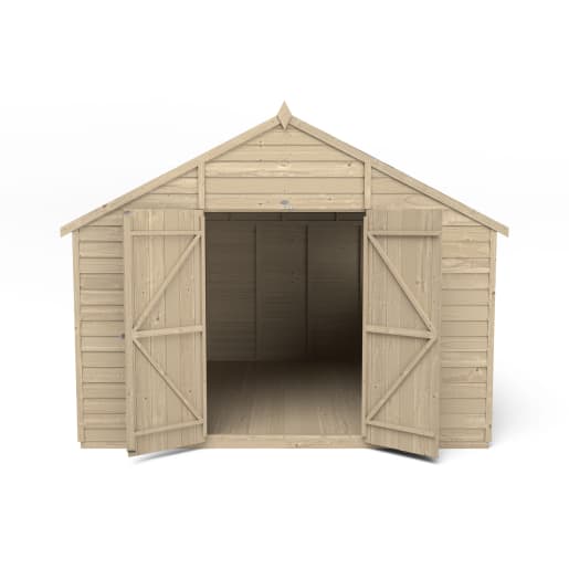 Forest Overlap Pressure Treated Double Door Apex Shed 10 x 10ft