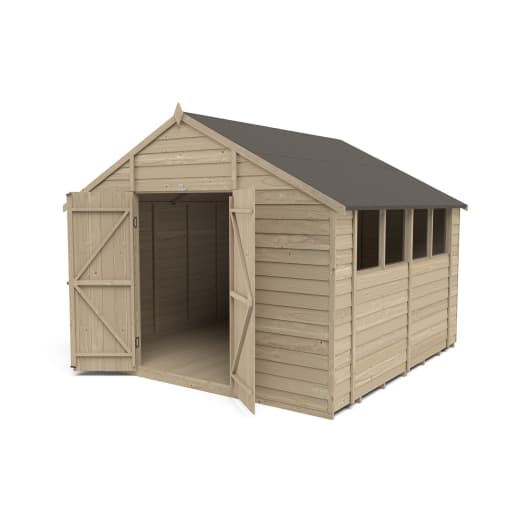 Forest Overlap Pressure Treated Double Door Apex Shed 10 x 10ft