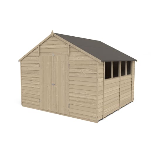 Forest Overlap Pressure Treated Double Door Apex Shed 10 x 10ft