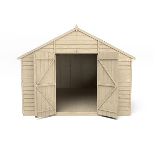 Forest Overlap Pressure Treated Double Door Apex Shed 10 x 15ft