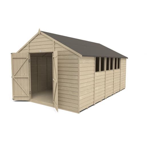 Forest Overlap Pressure Treated Double Door Apex Shed 10 x 15ft