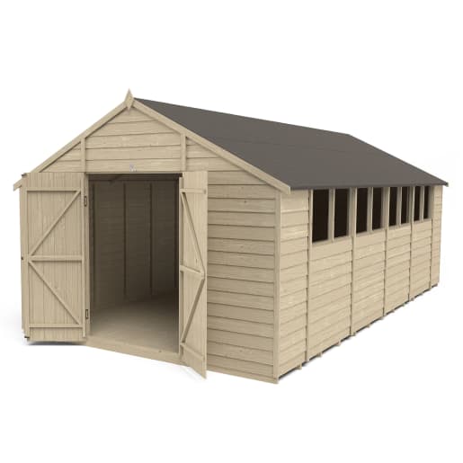 Forest Overlap Pressure Treated Double Door Apex Shed 10 x 20ft