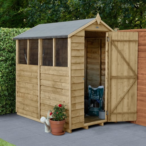 Forest Overlap Pressure Treated Apex Shed with 4 Windows 6 x 4ft