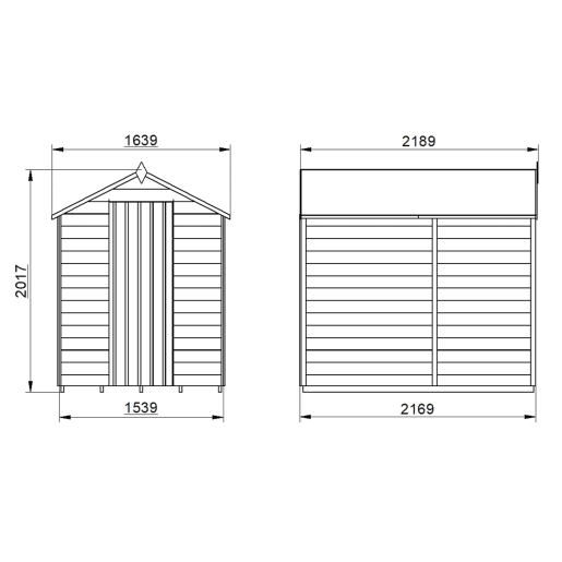 Forest Overlap Pressure Treated Apex Shed without Windows 7 x 5ft