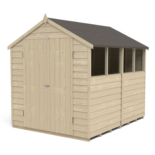 Forest Overlap Pressure Treated Double Door Apex Shed with 4 Windows 8 x 6ft