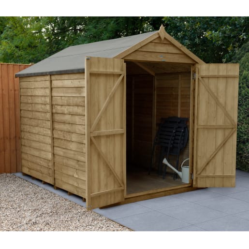 Forest Overlap Pressure Treated Double Door Apex Shed without Windows 8 x 6ft