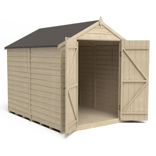 Forest Overlap Pressure Treated Double Door Apex Shed without Windows 8 x 6ft