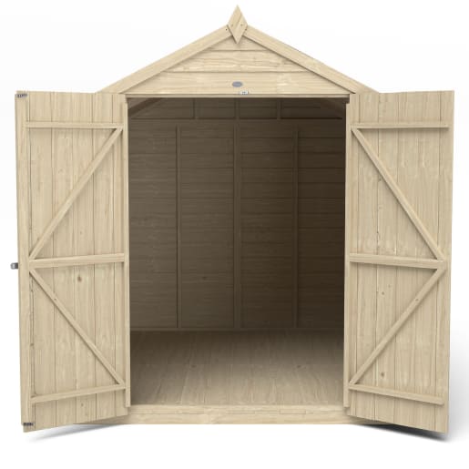 Forest Overlap Pressure Treated Double Door Apex Shed without Windows 8 x 6ft