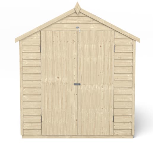 Forest Overlap Pressure Treated Double Door Apex Shed without Windows 8 x 6ft