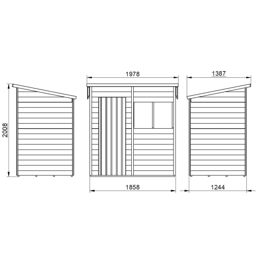 Forest Overlap Pressure Treated Pent Shed with 2 Windows 6 x 4ft