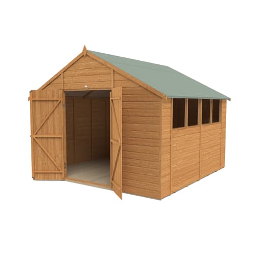 Forest Shiplap Dip Treated Double Door Apex Shed 10 x 10ft