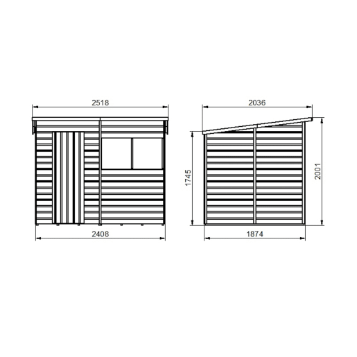 Forest Shiplap Dip Treated Pent Shed 8 x 6ft