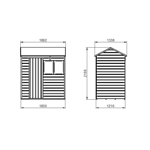 Forest Shiplap Dip Treated Reverse Apex Shed 6 x 4ft