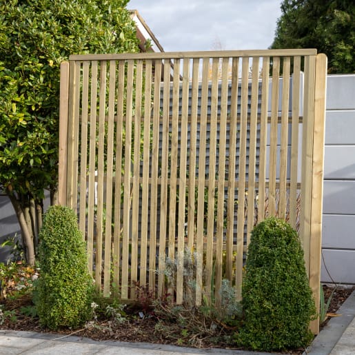 Forest Pressure Treated Vertical Slatted Screen 6ft x 6ft (1.8m x 1.8m) Pack of 3