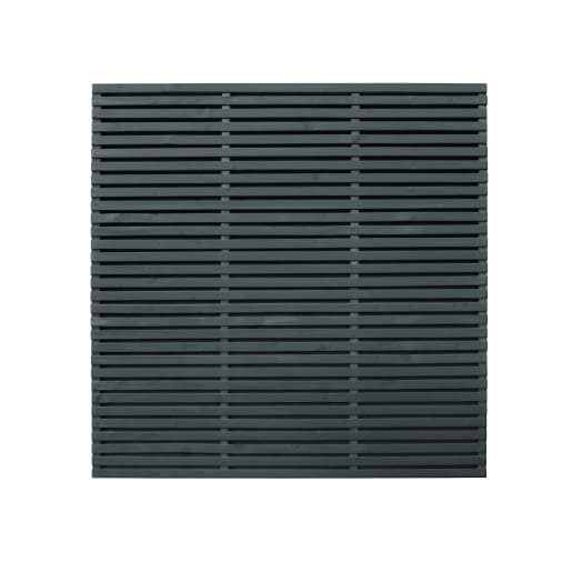 Forest Contemporary Double Slatted Fence Panel 1.8m x 1.8m Anthracite Grey Pack of 3