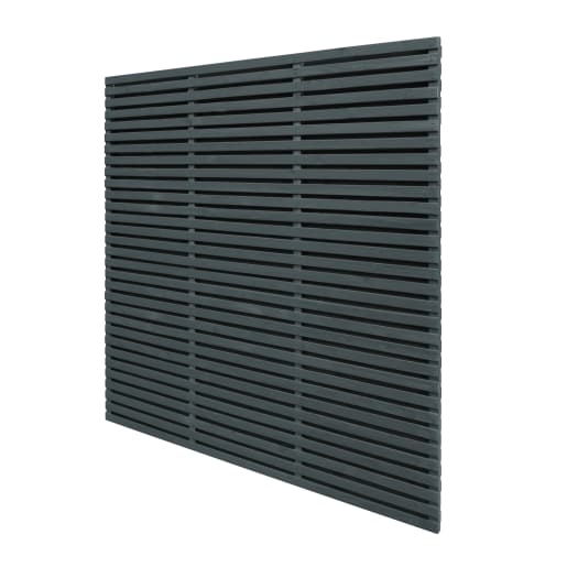 Forest Contemporary Double Slatted Fence Panel 1.8m x 1.8m Anthracite Grey Pack of 3