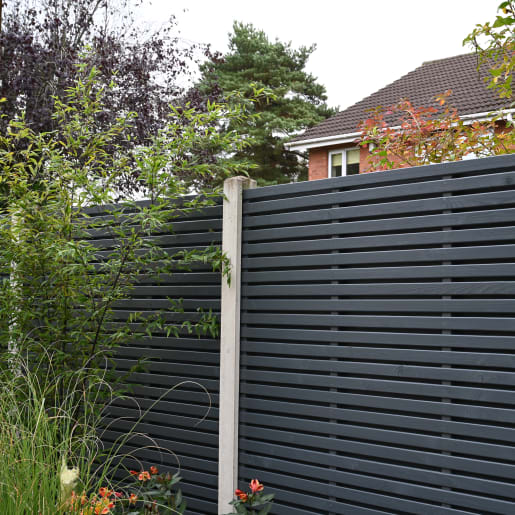 Forest Contemporary Double Slatted Fence Panel 6ft x 6ft (1.8m x 1.8m) Anthracite Grey Pack of 5