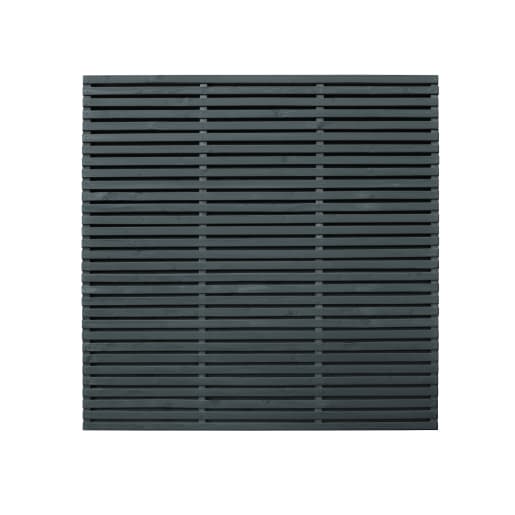 Forest Contemporary Double Slatted Fence Panel 6ft x 6ft (1.8m x 1.8m) Anthracite Grey Pack of 5