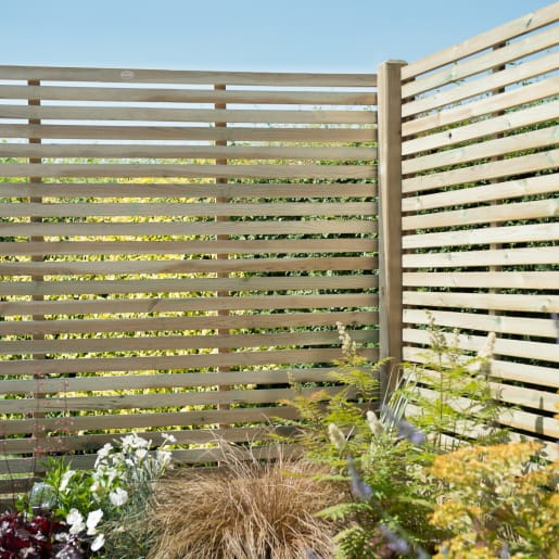 Forest Pressure Treated Contemporary Slatted Fence Panel 6ft x 5ft (1.8m x 1.5m) Pack of 4
