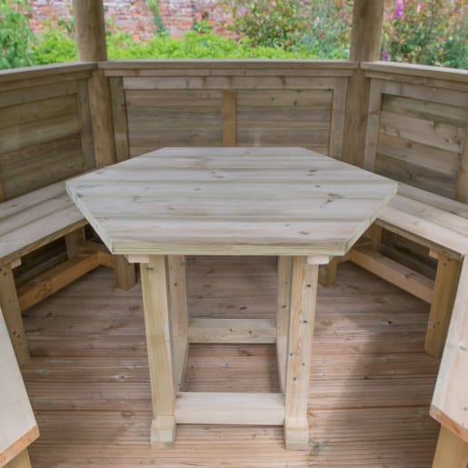 Forest Hexagonal Wooden Garden Gazebo with Cedar Roof 3.6m Cream - Installed