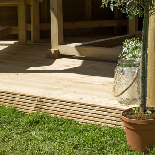 Forest Hexagonal Wooden Garden Gazebo with Cedar Roof 3.6m Cream - Installed