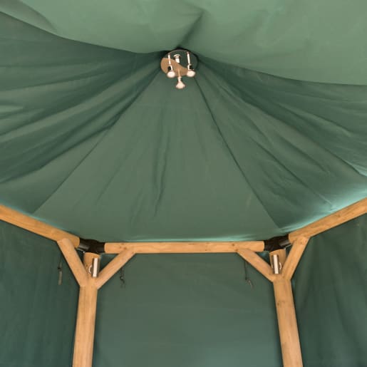 Forest Hexagonal Wooden Garden Gazebo with Thatched Roof 3m Green - Installed