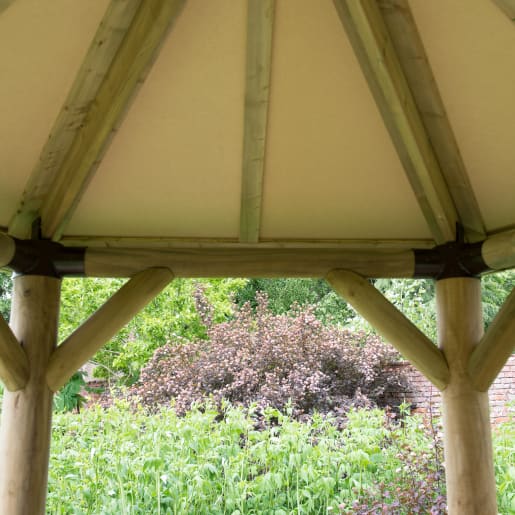 Forest Hexagonal Wooden Garden Gazebo with Cedar Roof 4m - Installed