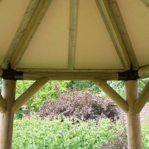 Forest Hexagonal Wooden Garden Gazebo With Timber Roof 4m Green - Installed