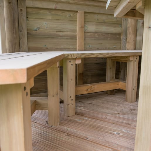 Forest Hexagonal Wooden Garden Gazebo With Timber Roof 4m Green - Installed