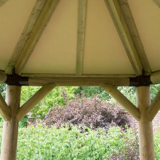 Forest Premium Oval Wooden Gazebo With Cedar Roof 5.1m - Installed