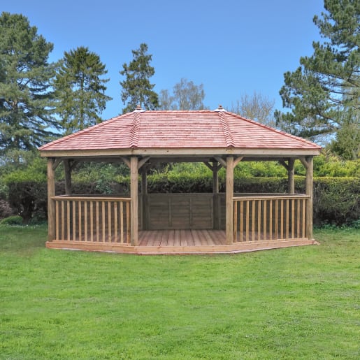 Forest Premium Oval Wooden Gazebo with Cedar Roof 6m - Installed