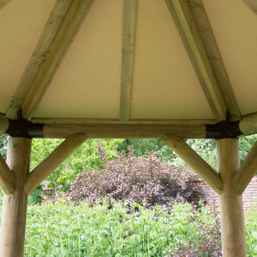 Forest Premium Oval Wooden Gazebo with Timber Roof & Benches 6m - Installed