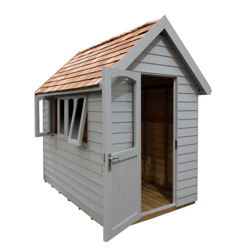 Forest Retreat Shed 8 x 5ft Painted Pebble Grey - Installed