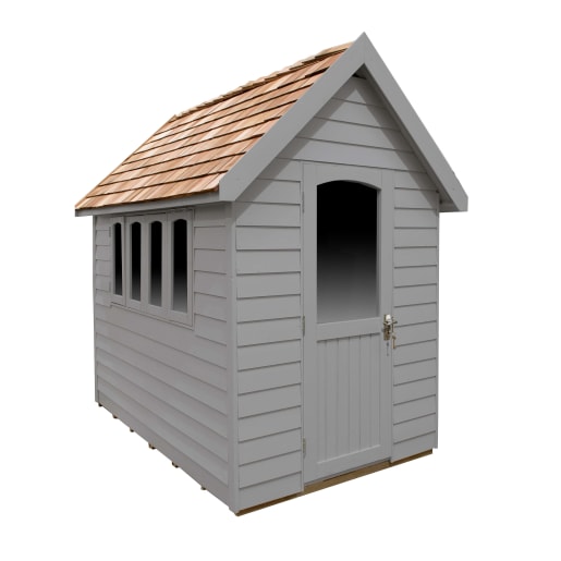 Forest Retreat Shed 8 x 5ft Painted Pebble Grey - Installed