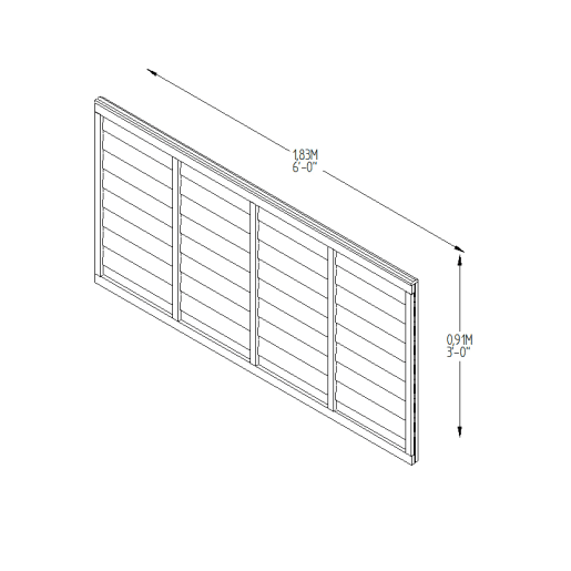 Forest Pressure Treated Superlap Fence Panel 6ft x 3ft (1.83m x 0.91m)